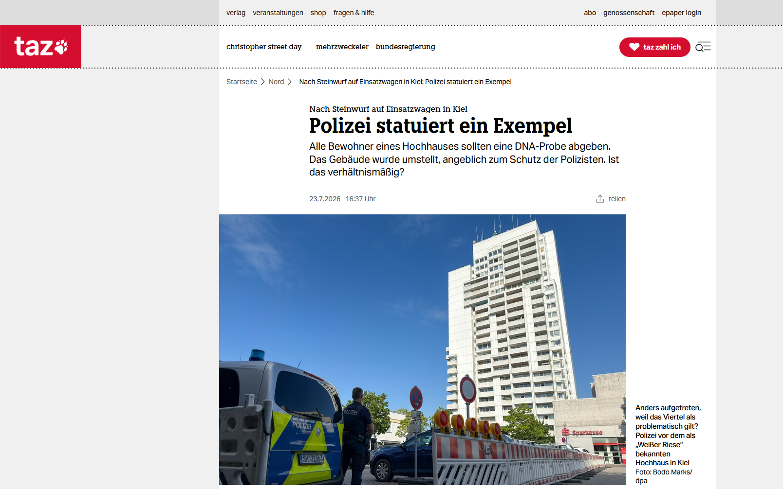 screenshot von taz.de