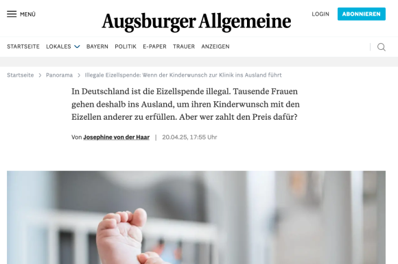 Screenshot der Webseite der Augsburger Allgemeine