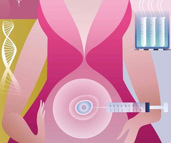 Buchcover von ‚Eggonomics‘: Illustration einer Frau mit Spritze, DNA-Strang und Reagenzgläsern, Titel ‚The Global Market in Human Eggs and the Donors Who Supply Them‘.